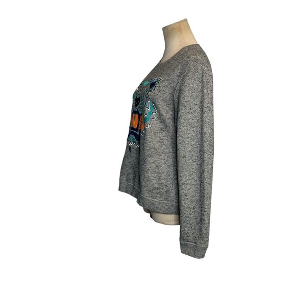 KENZO Grey Blue Tiger Logo Embroidery Crew Neck Sweatshirt Size Large - Picture 9 of 16